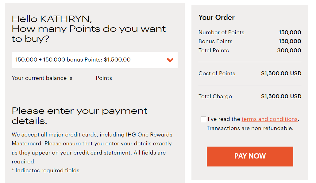 Point Buy Example Should you transfer Chase points to IHG or buy points? - EscapeSoul