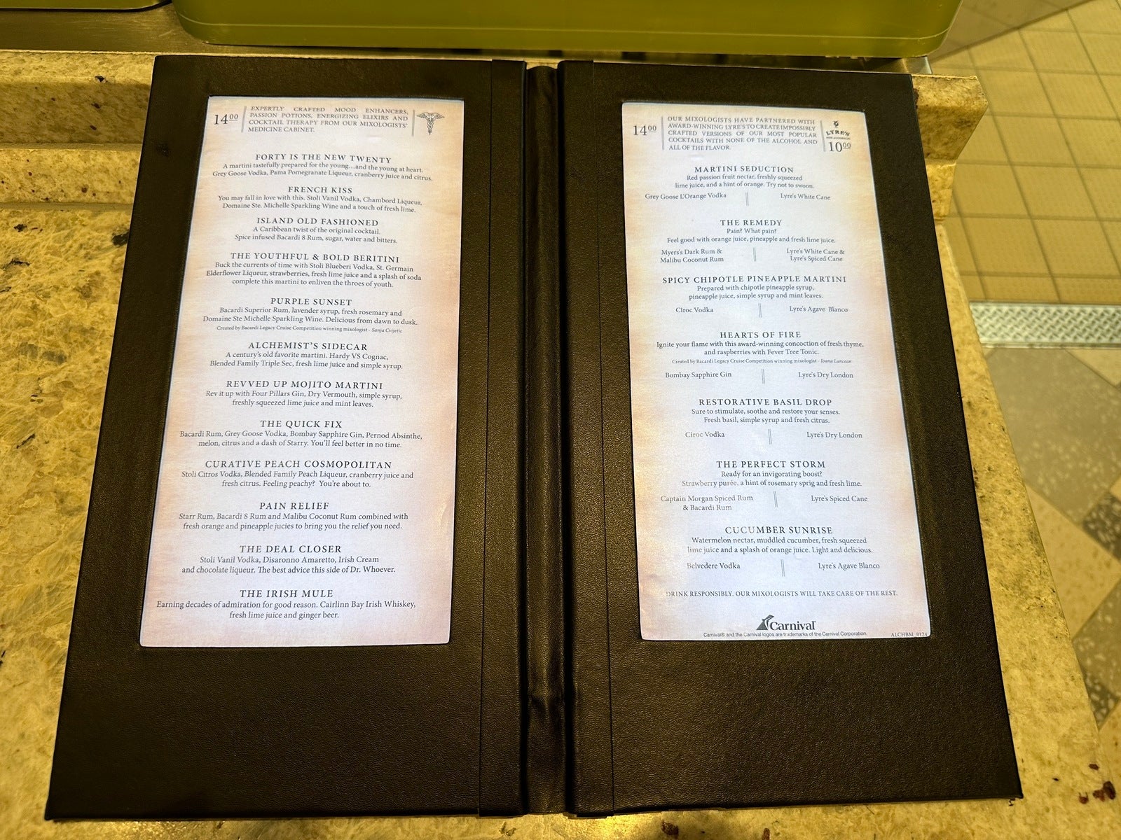 A Guide To Carnival s Alchemy Bar with Menu The Points Guy A Guide To Carnival s Alchemy Bar with Menu The Points Guy