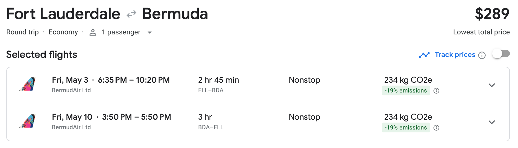 Non-stop from New York to Bermuda for only $292 roundtrip