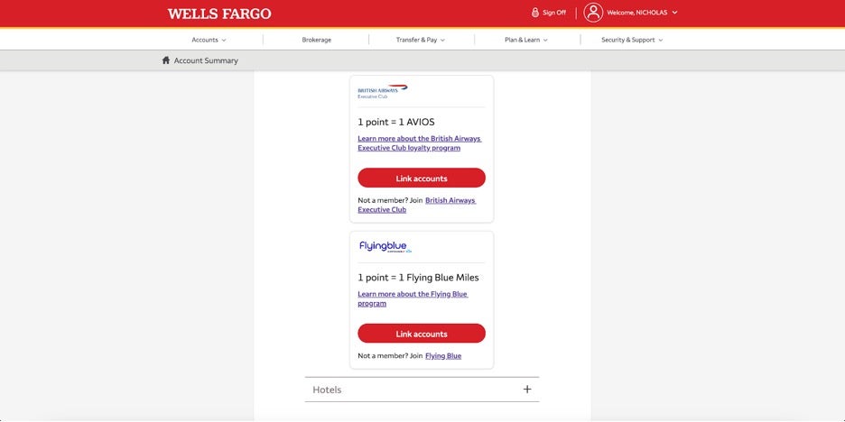 wells fargo travel plans mobile app