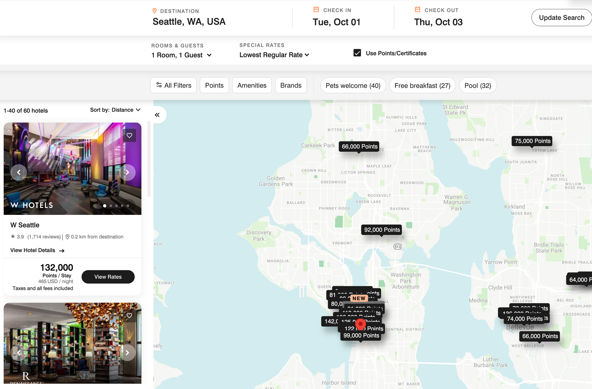 Quick Points How to search for hotels when using free night award