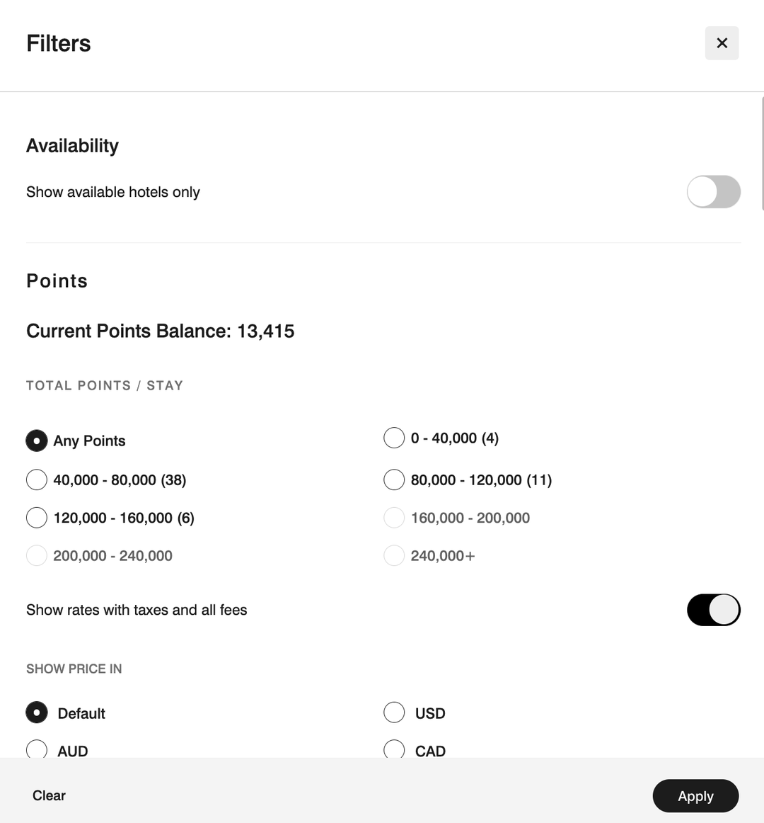 Quick Points How to search for hotels when using free night award