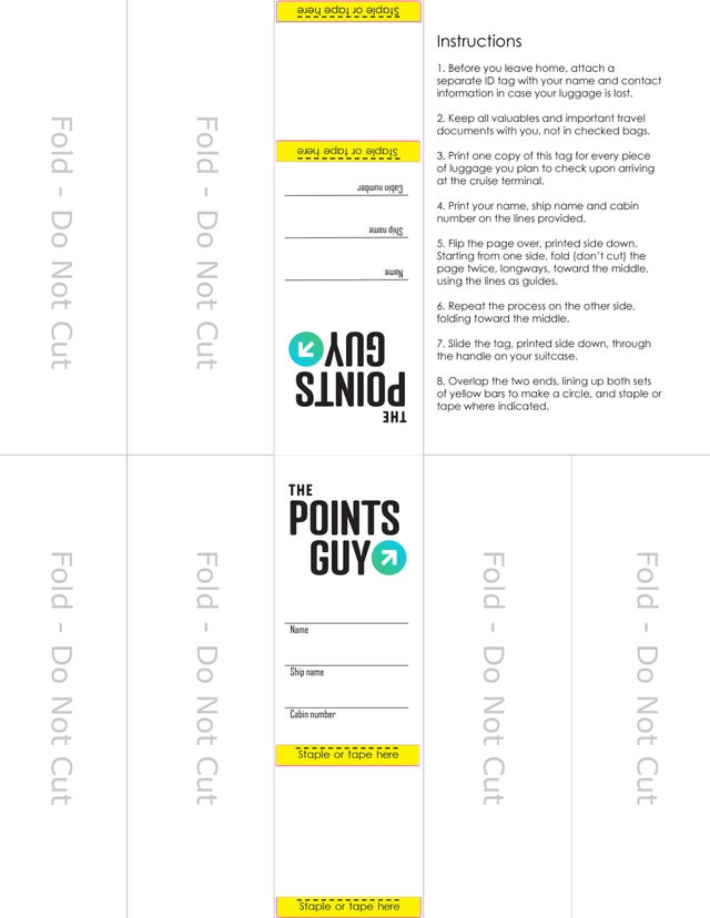 Cruise luggage tags A printable PDF with a TPG twist The Points Guy