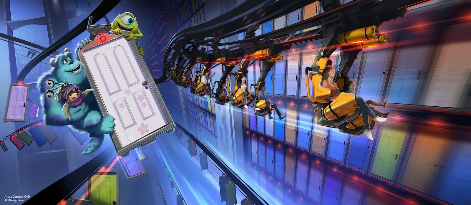 concept art for monsters inc coaster