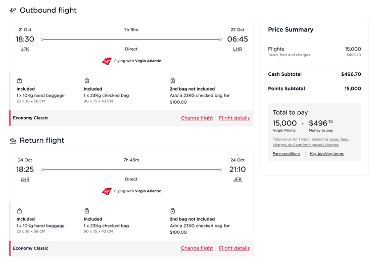 Virgin Atlantic's new redemption sale is offering 25 off all routes