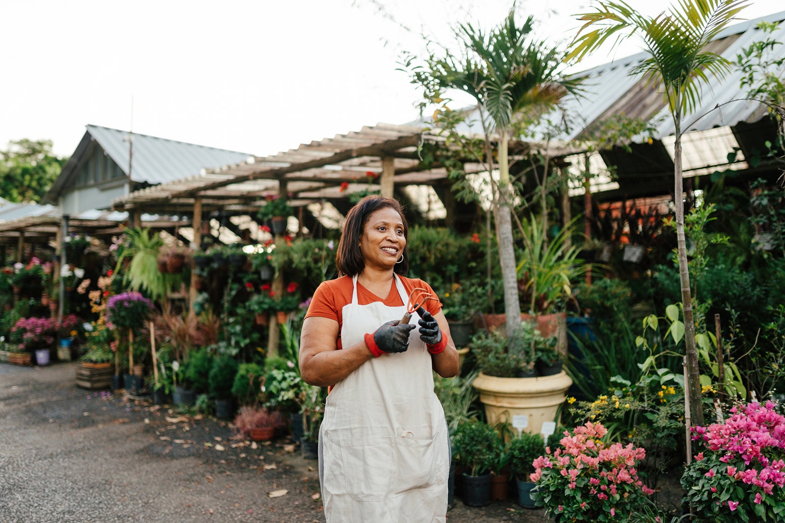 Proud woman in ornamental plant business