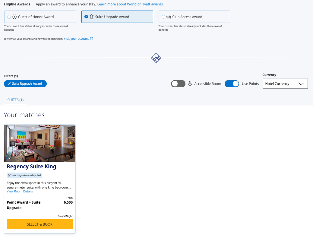 Hyatt Suite Upgrade Award – US Seller – Valid Until 2/28/2026 – Max 7-Night Stay