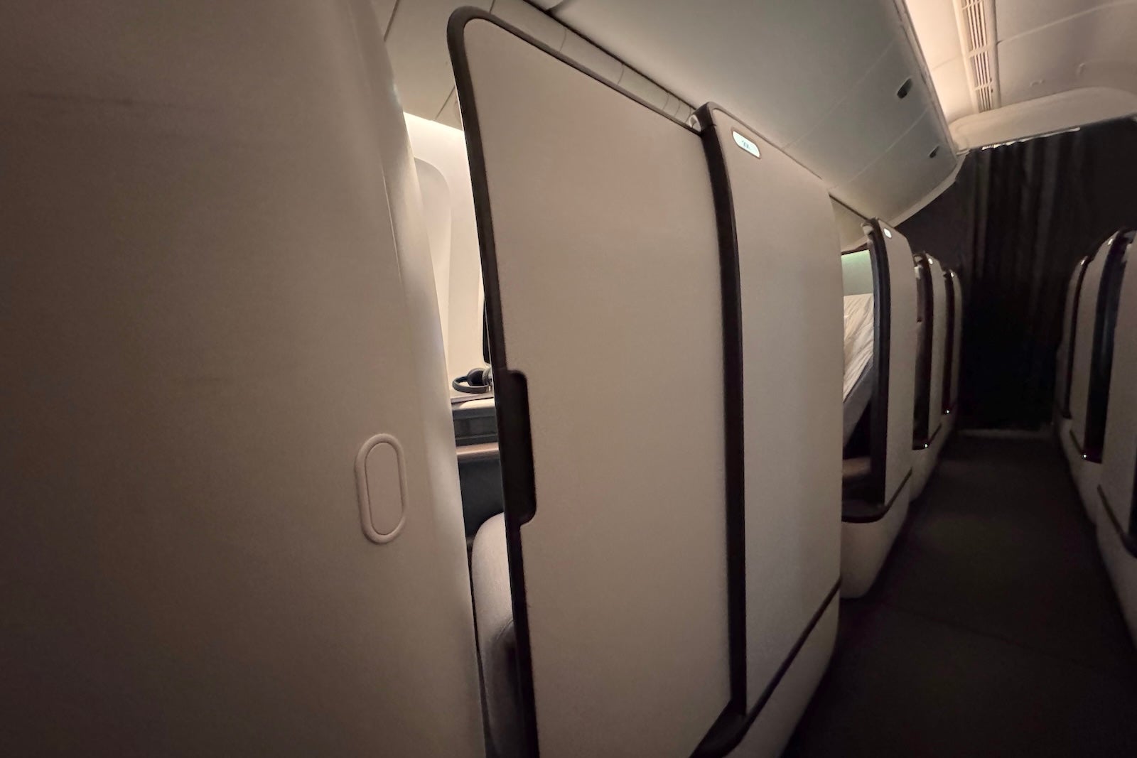 20250317 Cathay Pacific Aria Suite Erosen seat door closed 2