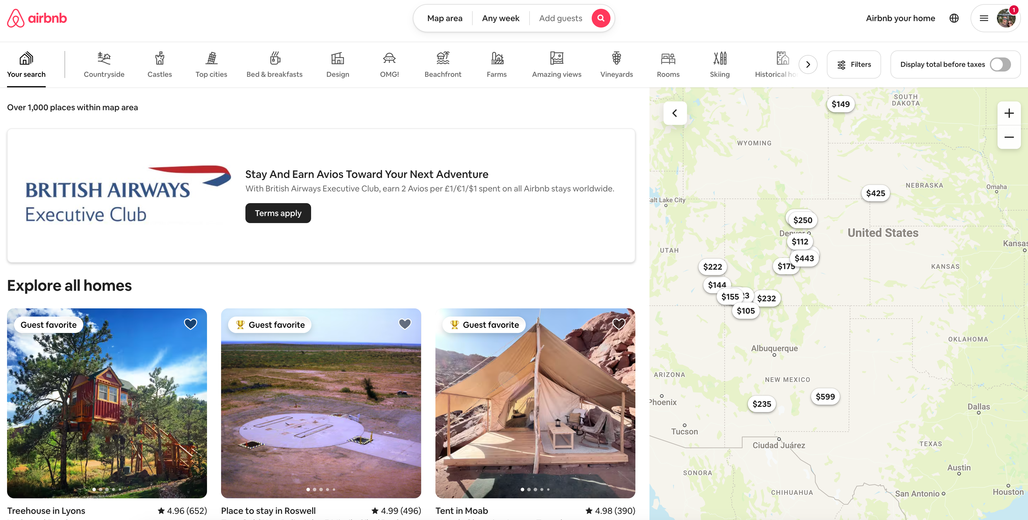 Airbnb Avios search