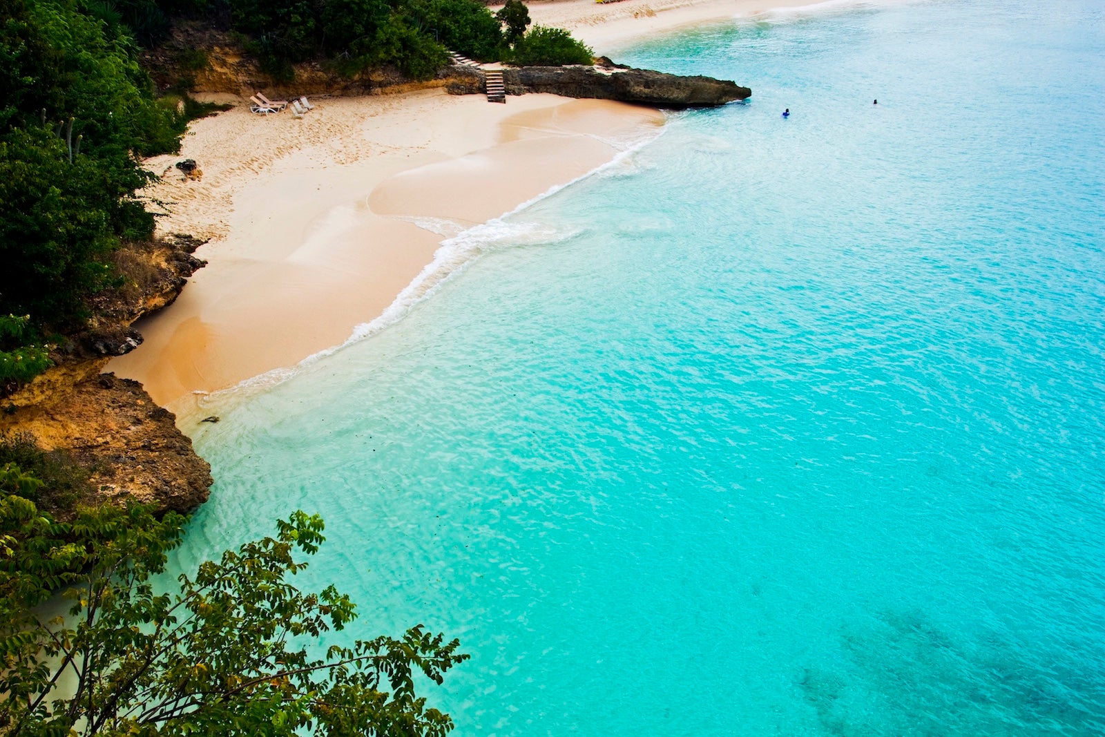 Caribbean, West Indies, Anguilla, sandy beach, elevated view