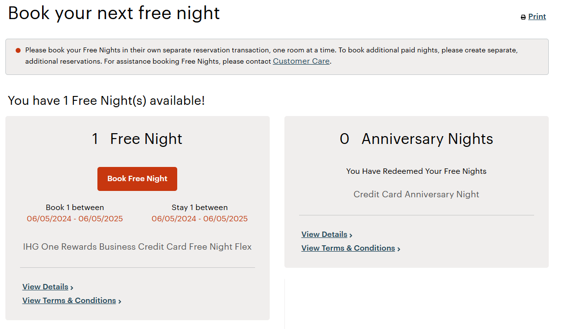 ihg free night award 2